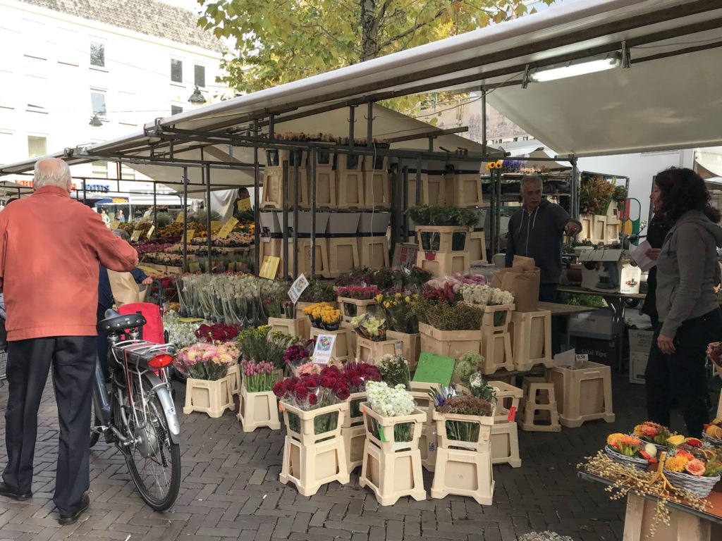 Flower stall at market in Delft, the Netherlands