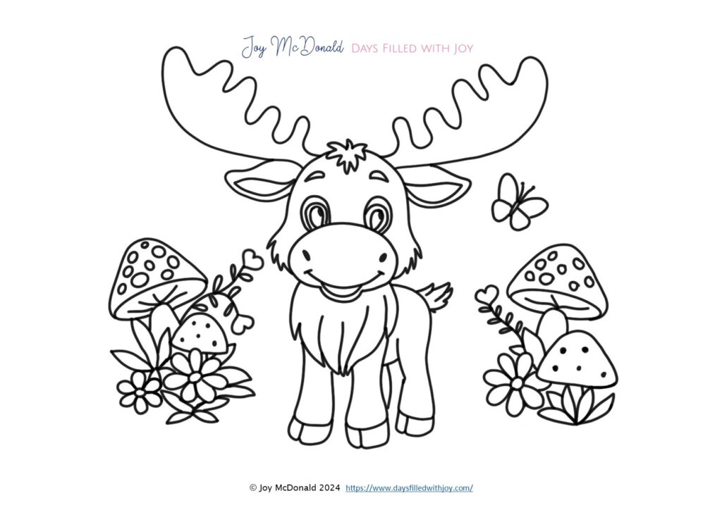 FREE embroidery design #freepattern #mooseembroidery #freestitcherydesign #freehandembroiderydesign #moose #forest #cutemoose #cartoonmoose #cutemushrooms