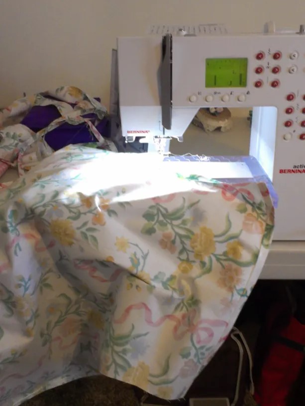 apron being sewn on a Bernina sewing machine