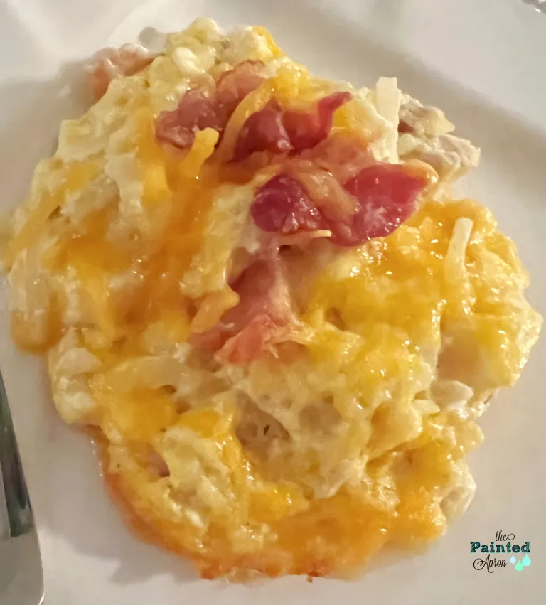 Hash brown casserole with chicken, bacon and cheese